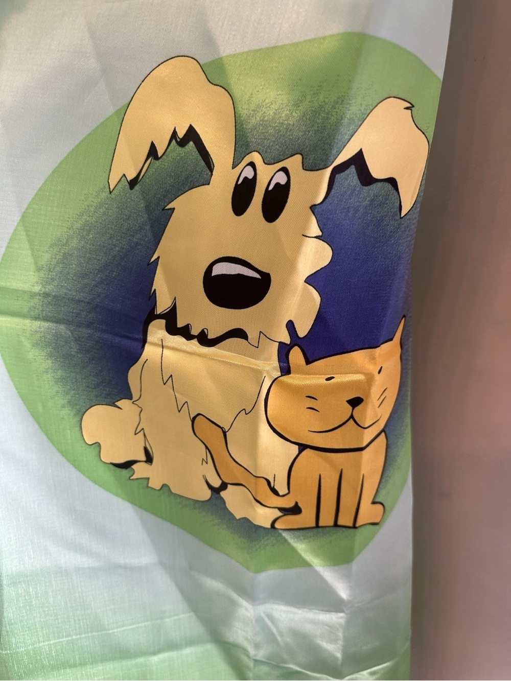 Vintage Humane Society Yellow Dog & Cat Graphic Scarf